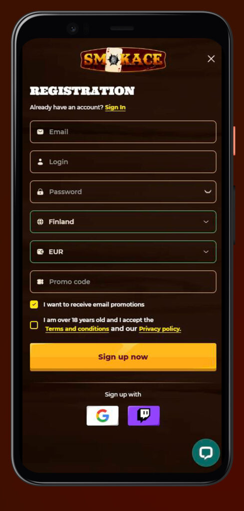 registrieren smokace casino